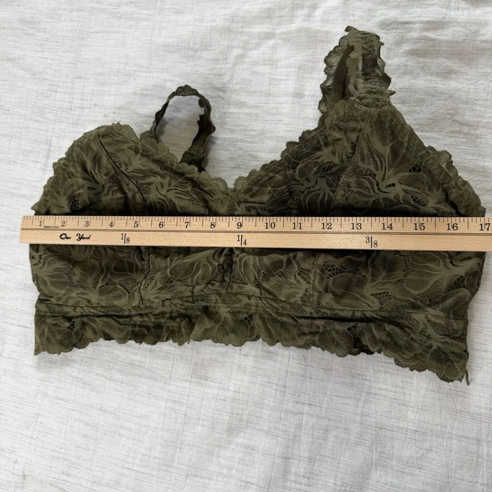 Maurices Women 1X Olive Green Lace Bralette G2107 Crisscross Back Boho Plus Size